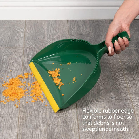 Pine-Sol Jumbo Dustpan, 13.2” Heavy Duty Dust Pan with Rubber Edge, Clip-On Design Attaches to Standard Broom Sticks