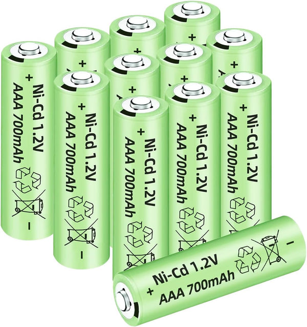 12PCS 1.2V 700mAh Ni-Cd AAA Rechargeable Batteries for Garden Lights, Outdoor Solar Lights, Toys