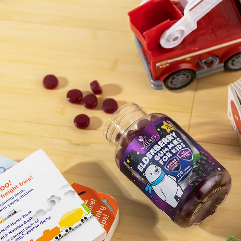 Children's Daily Immune Support Gummies, Real Elderberry + Vitamin C & Zinc for Healthy Immune System, 120 Gummies