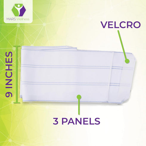 MARS WELLNESS Premium Plus Size Bariatric Abdominal Binder, 9" 3 Section/Panel, 3XL, Waist Size 55" - 72"