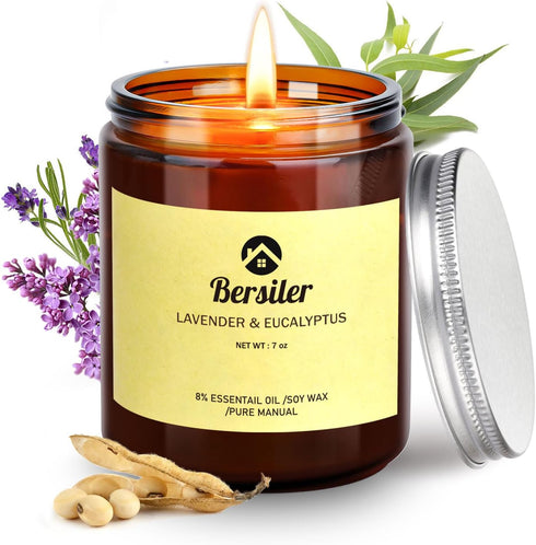 Set Lavender Eucalyptus & Sage Sea Salt Candles - Stress Relief Gift