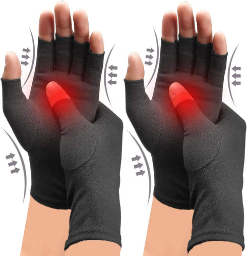 2 Pairs Arthritis Compression Gloves for Pain Relief, Compression Gloves for Women & Men, Warm Moisture Absorption