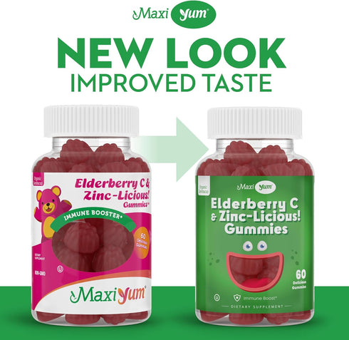 Elderberry Zinc Gummies, Organic Sambucus with Zinc and Vitamin C, Vegan Immune Support for Adults and Kids