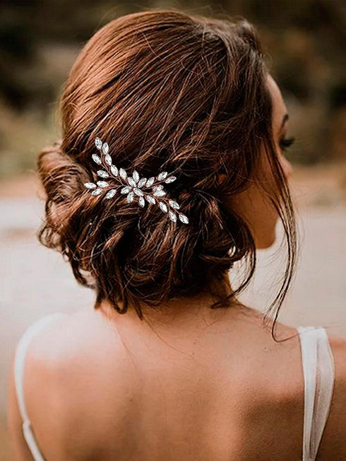 Unicra Bride Wedding Crystal Hair Pins - Bridal Hair Pieces Wedding Accessories for Women and Girls, Pack of 1 (Rose