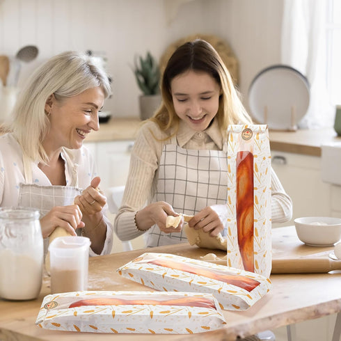 Reallnaive 120 24 4.5 2 Inch Packaging Pcs French Bread Bags Bulk with Window, Baguette Bags for Homemade, x x Kraft