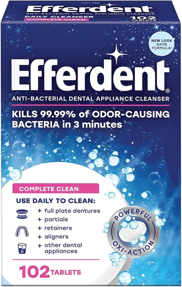 Efferdent Cleaning Tablets for Retainers and Dental Appliances, Complete Clean, 102 Count (Pack of 10)