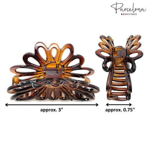 Parcelona French Plume 3" Celluloid Hair Claw, No Slip Grip, Durable Styling Women Hair Accessories, Tortoise Shell