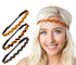 Hipsy Women's Adjustable No Slip Bling Glitter & Bengal Tiger Fashion Headband 3-pack (Wave Black/Tiger/Orange)