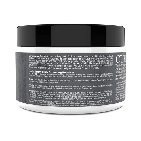 Uncle Jimmy Curl-Kicker Hair Cream for Men - Medium Hold Styling Cream with Black Seed Oil and Honey, 8 Fl Oz
