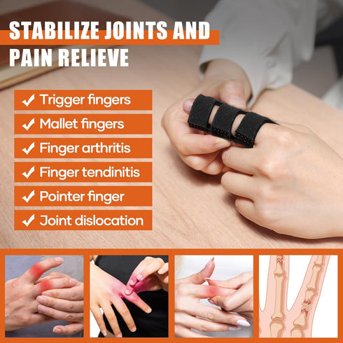 Trigger Finger Splint, 2pcs for Arthritis, Injury, Finger Brace for Pain Relief (Black)