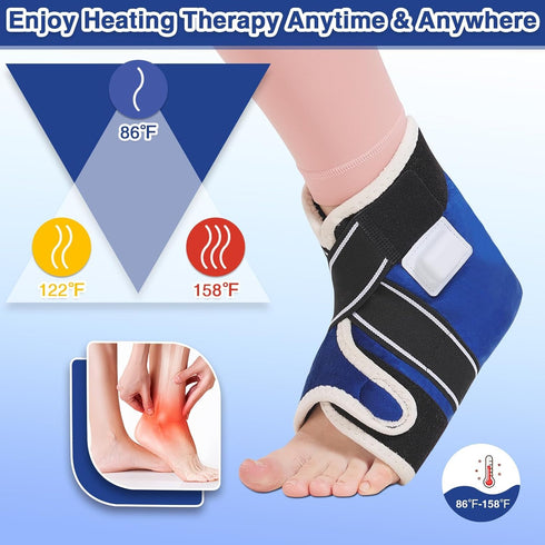 AOBOCO Ankle Heating Pad for Plantar Fasciitis Relief, Upgrade Ankle Brace for Neuropathy Pain, Heated Foot Wrap with