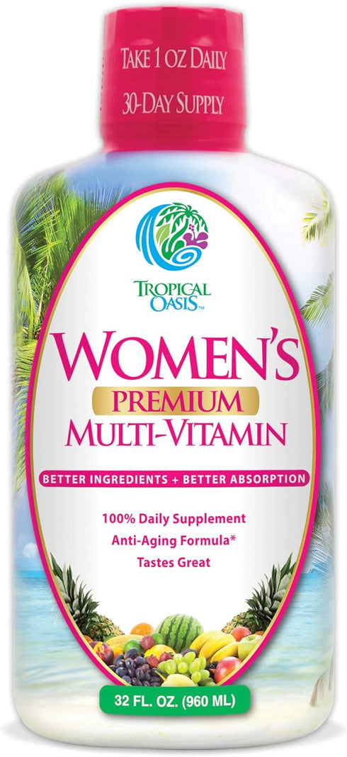 Premium Liquid Multivitamin for Women | Sugar Free | 100+ Vitamins, Minerals & Herbs for Anti-Aging, Heart, Brain &