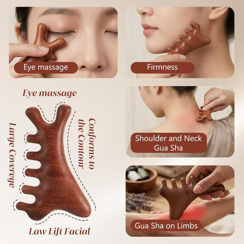 Skrfren 2 Pcs Wooden Scalp Massage Comb Wooden Scalp Massage Tool Head Massager Scalps Head Massager Gua Sha Brush