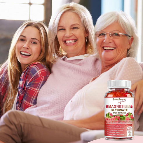 Magnesium Glycinate Gummies - 400mg Sugar Free Supplement with Vitamin D, B6 & CoQ10 for Calm Support