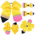 Whaline 5Pcs Back to School Yellow Pencil Hair Bow Clips, Jumbo Ribbon Grosgrain Hairgrips for Girls