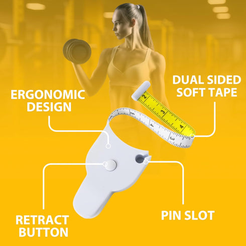 Perfect Body Tape Measure, 80 Inch Automatic Telescopic, Retractable for Body: Waist, Hip, Bust, Arms, White