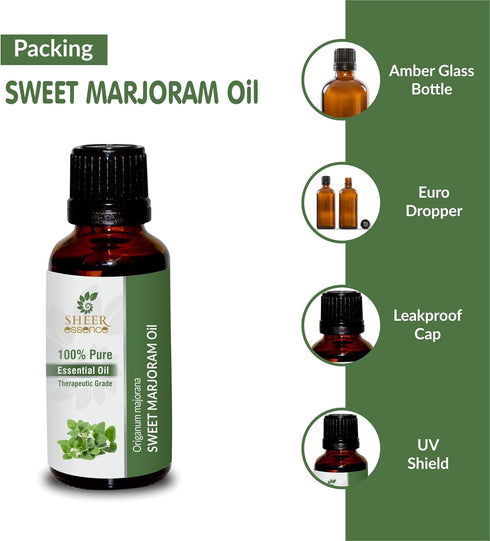 Sweet Marjoram Oil, 100% Pure Natural Undiluted Therapeutic Grade, 0.50 Fl.OZ (15 ML)