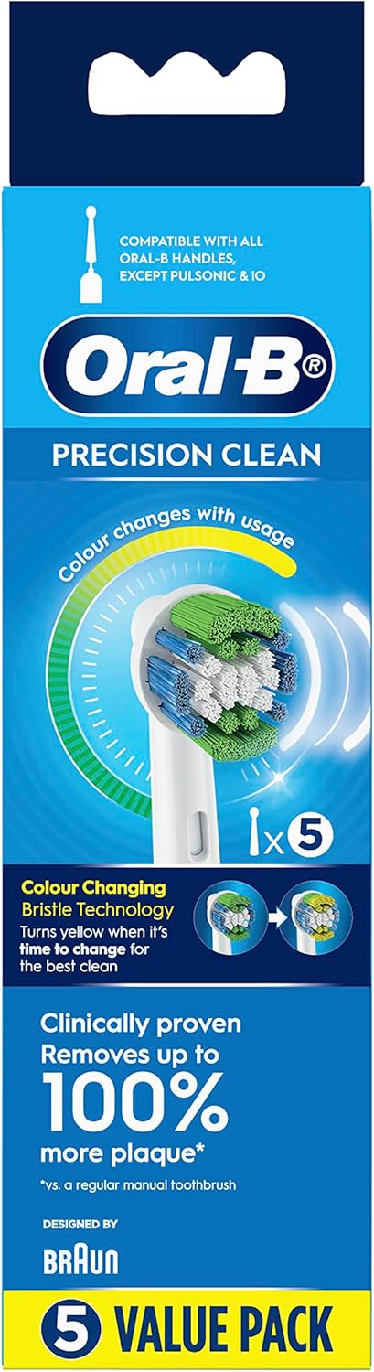 Braun Oral-B Precision Clean Electric Toothbrush Heads, Pack of 5, Suitable for All Oral-B Rotary Brushes