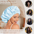 Satin Bonnet Silk Hair Bonnet for Sleeping, Slouchy Beanie Hat for Women's Natural & Curly Hair (Blue)