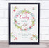 The Card Zoo New Baby Birth Details Christening Nursery Fairy Floral Wreath Gift Print