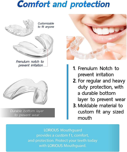Mouthguard - One Size Fits All Premium Set of 6 BPA Free Moldable Customizable Medical Grade Mouth Guard