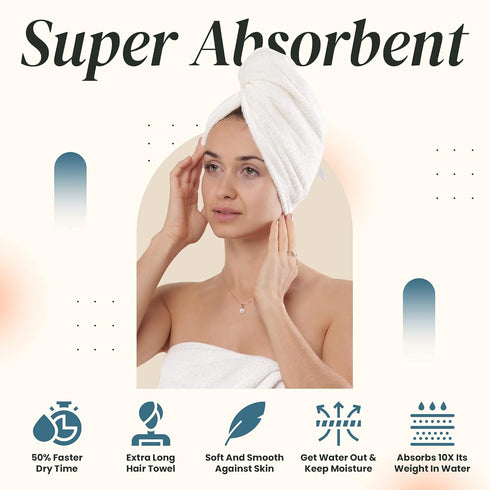Huge Cotton Hair Towel Wrap for Women, Coral White