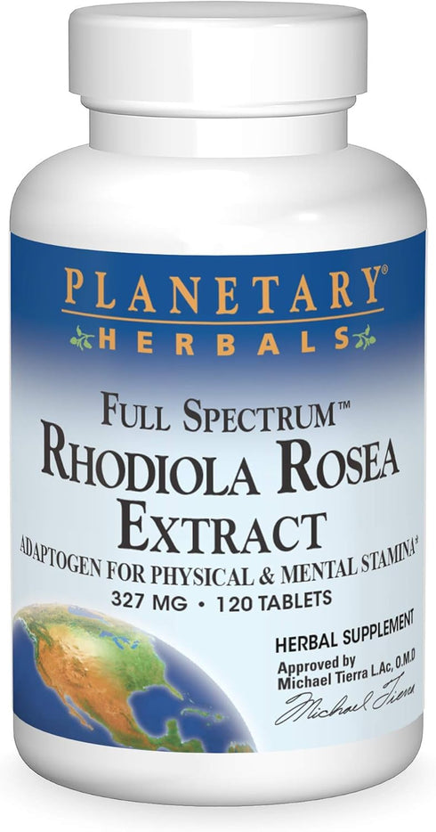 Planetary Herbals Rhodiola Rosea Extract, Full Spectrum 327mg, 120 Tablets