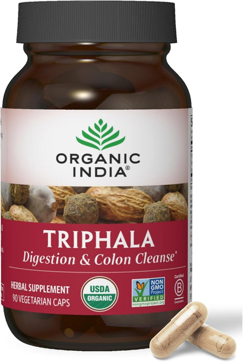 ORGANIC INDIA Triphala Capsules: Organic Herbal Supplement for Digestion, Colon, and Immune Support - 90 Capsules