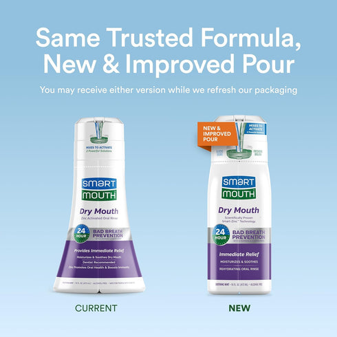 Immediate 16 oz SmartMouth Dry Mouth Zinc Activated Mouthwash & Tongue Cleaner - Dry Mouth Rinse for Relief & Fresh