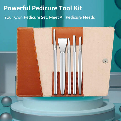 Pedicure Knife Set, Manicure Set, Ingrown Toenail Kit, Top Notch Foot Blade (5 Pcs Leather Case Included)