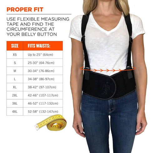 Ergodyne ProFlex 1600 Back Support Brace, 9" Extended Support, Small, Black