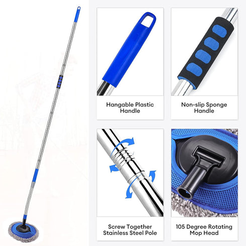 Wall Cleaner, Max 66'' Wall Mop with Long Handle, Ceiling Dust Mop with Labor-Saving Elbow Extension Pole for Cleaning