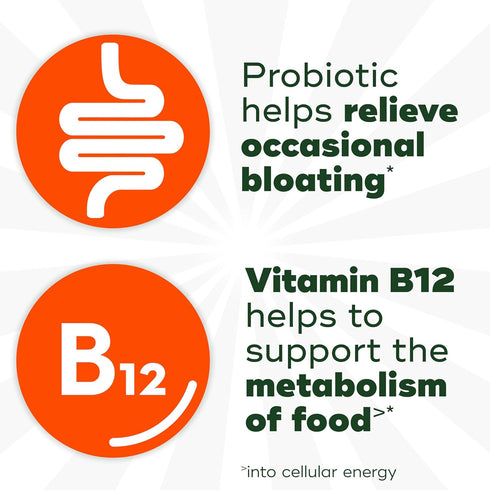 Align Probiotic, Bloating Relief + Food Digestion, Probiotics for Women and Men, 60 Gummies with Vitamin B12