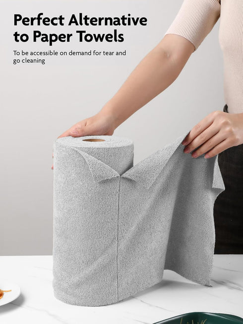 Microfiber Cloths in a Roll, Reusable Washable Cleaning Rag Towels, 12" x 12", 40 Pack for Auto, House, Kitchen