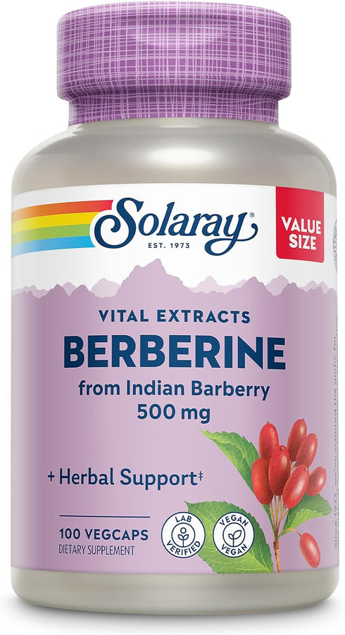 SOLARAY Berberine 500mg Supplement for Healthy Lifestyle, Vegan & Non-GMO, 100 Servings