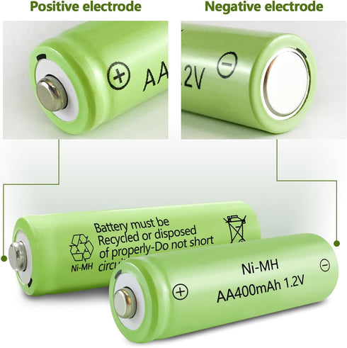 JINTION Solar Rechargeable Ni-MH AA Batteries, 8 Pack 400mAh