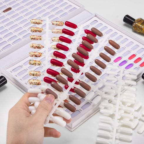 Noverlife Professional 216 Nail Colors Chart, White Nail Gel Polish Display Book for Nail Art Salon