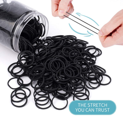 HOYOLS 600pcs Black Hair Rubber Bands, 3/4” Mini Elastics for Baby Toddler Girls, No Damage Hair Ties