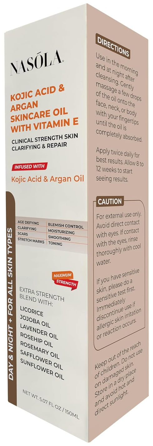Kojic Acid Argan Skincare Bio Pure Oil with Vitamin E Face & Body Moisturizer Serum for Scars & Stretch Marks