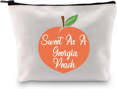 G2TUP Georgian Gift Sweet As A G Peach Makeup Bag, Georgia State Pride Cosmetic Bag, Zipper Travel Bag