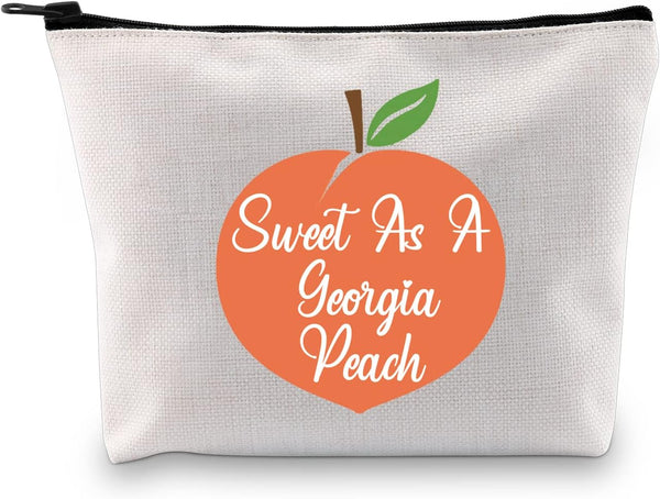 G2TUP Georgian Gift Sweet As A G Peach Makeup Bag, Georgia State Pride Cosmetic Bag, Zipper Travel Bag