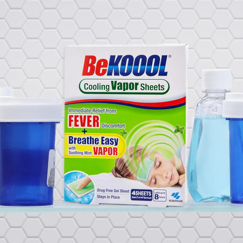 BeKoool Kids Fever Non-Medicated Cooling Mint Vapor Sheets, 4 Count