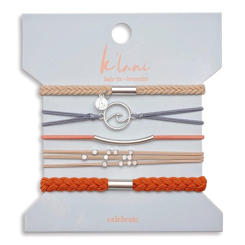 K’lani Hair Tie Bracelets for Women, Dual-Use Stylish Ponytail Accessories Set of 5 (Celebrate)