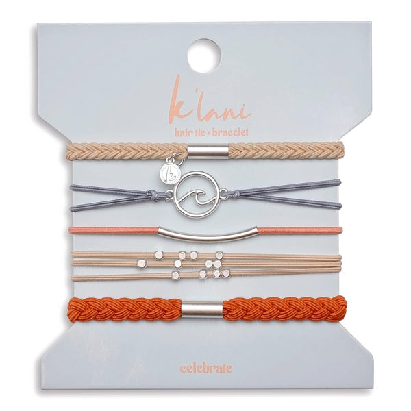 K’lani Hair Tie Bracelets for Women, Dual-Use Stylish Ponytail Accessories Set of 5 (Celebrate)