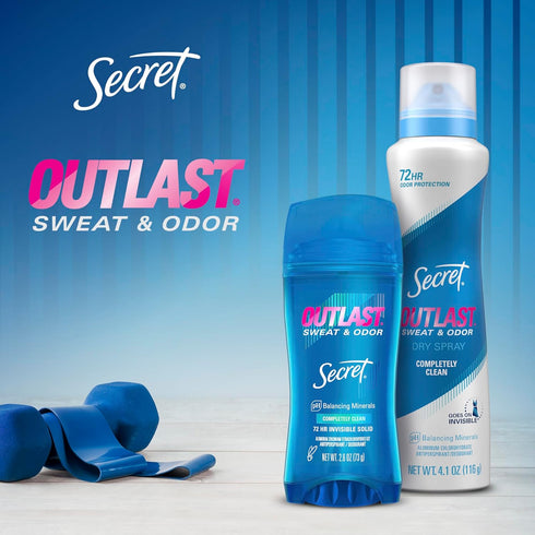 Secret Outlast Antiperspirant Deodorant for Women, 72hr Sweat & Odor Protection, Clear Gel, Unscented, 2.6 oz