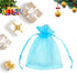 Boshen 100/200PCS Teal Blue Organza Gift Candy Sheer Bags, Mesh Jewelry Pouches Drawstring for Wedding Party Favors