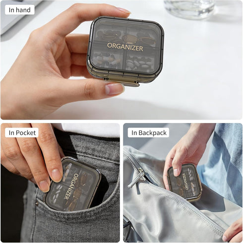 ZKSCool 7 Travel Pill Organizer, Waterproof Weekly Pill Box Day, Portable Container for Purse Pocket, Removable