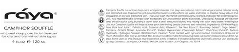 Raya Camphor Soufflé Facial Cleanser (101) - pH-Balanced Blemish Wash for Oily Skin, Blackheads & Whiteheads - 4oz
