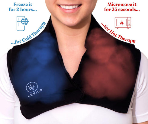 LEVILO Neck Ice Pack Wrap, Reusable Gel for Neck & Shoulders, Hot or Cold Compress for Pain Relief, Swelling,
