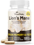 Lions Mane Supplement Capsules, Nootropic Brain Support, 120 Vegan Bacopa Monnieri, Gotu Kola, Ginseng Capsules